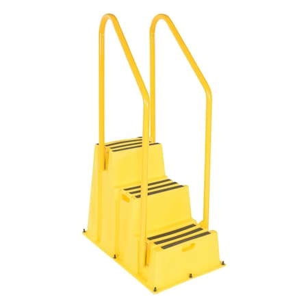 3 Step Yellow Polyethylene Nestable With Handrails